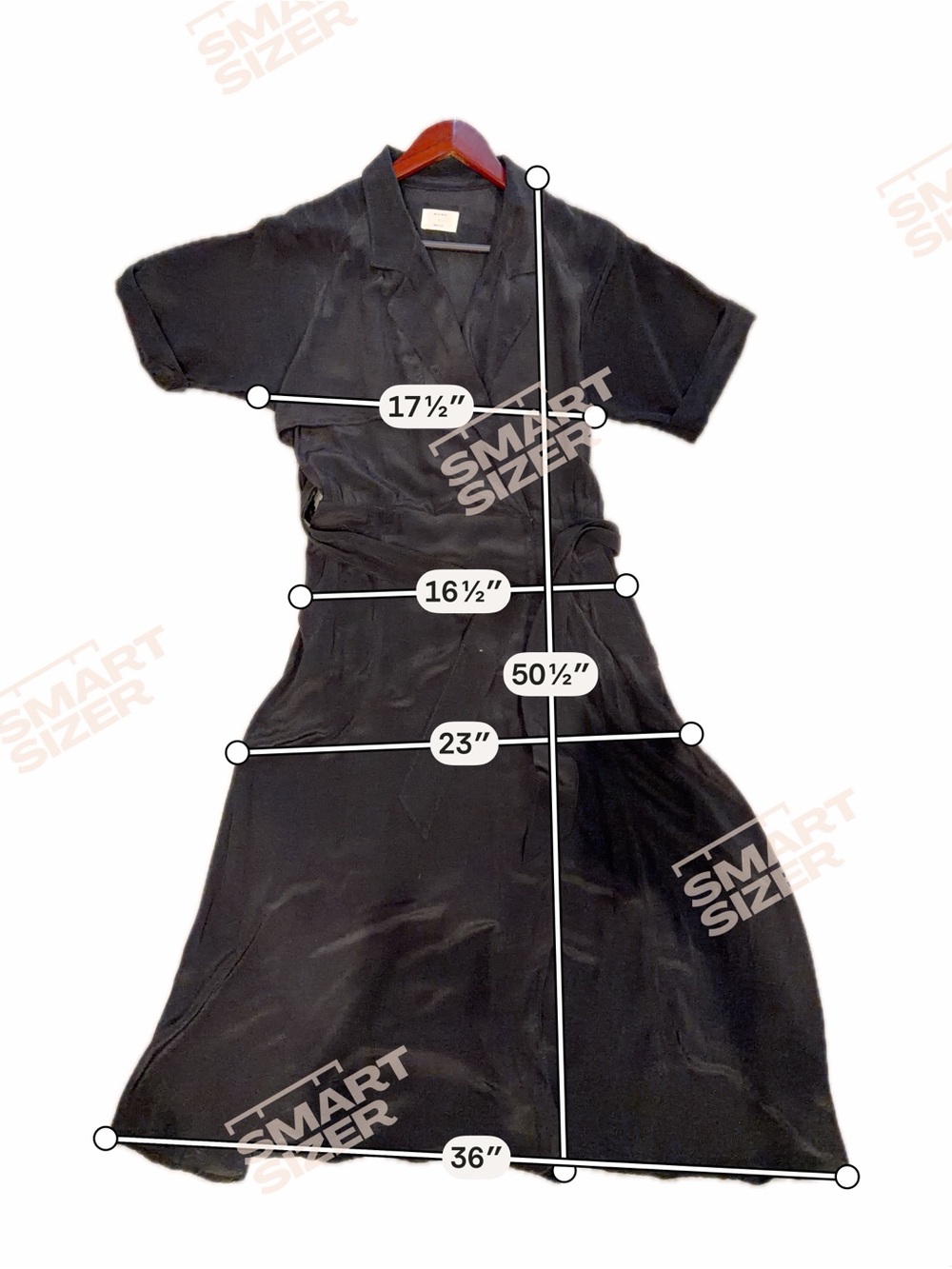 Billy Reid Black Safari Wrap Midi Dress Belted Made in USA Size L - Picture 8 of 8